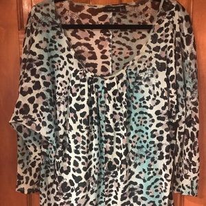 A.P.T Animal Print top Black & Turquoise Large